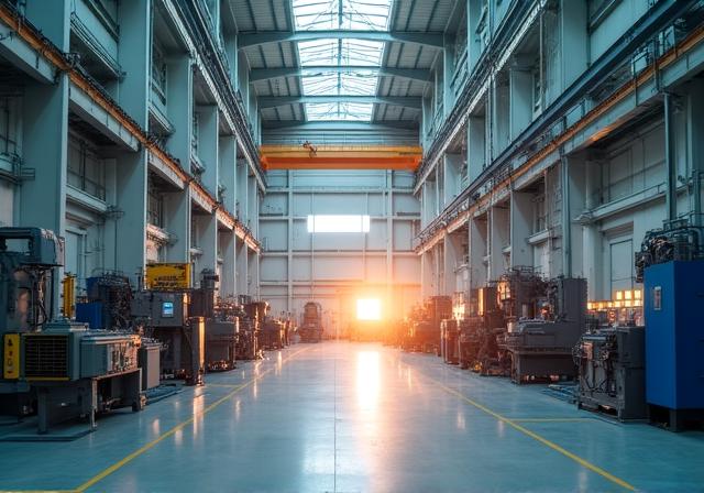 Modern sustainable steel manufacturing facility with clean energy integration