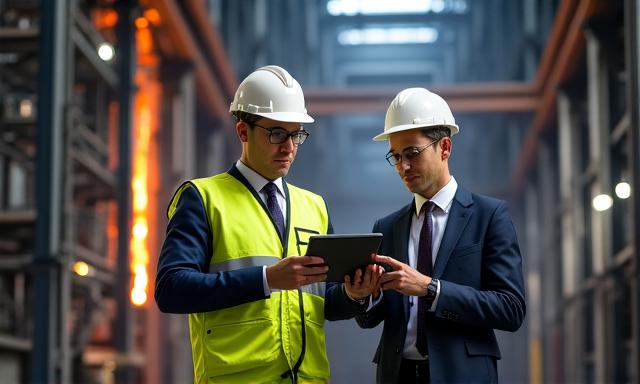 Consultants in architectural metal facility analyzing data