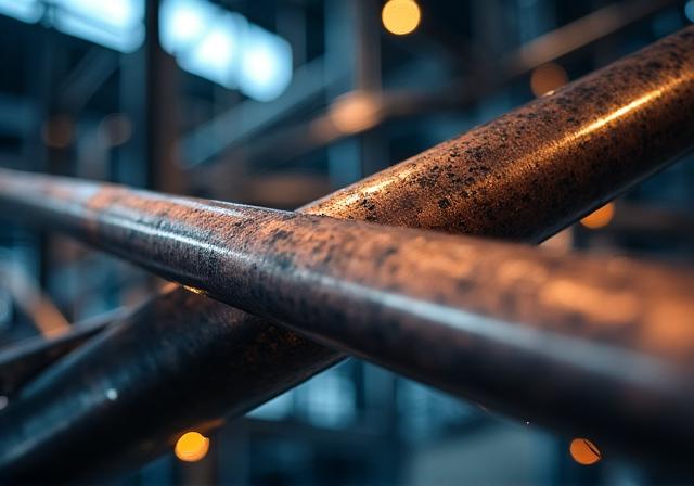 Abstract metallic structures representing industrial growth